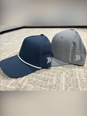Branded Bills BLANK Navy & Gray Adjustable Performance Baseball Caps